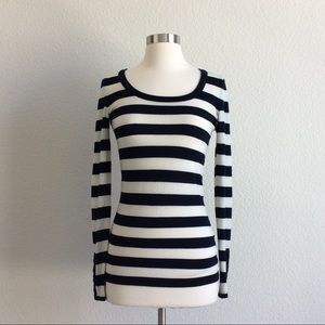 Club Monaco Navy Striped Wool Sweater